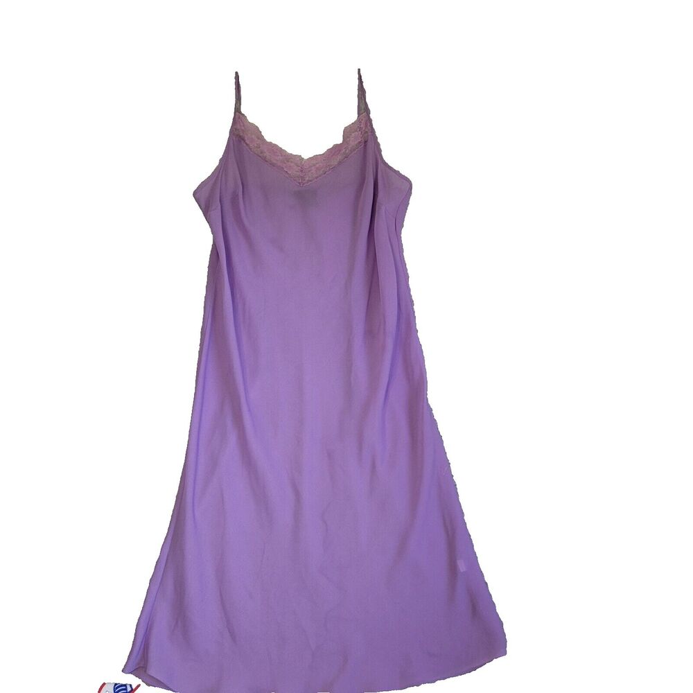 Lane Bryant Nightgown Dress Womens 16 Lavender Lace Trim Midi Sleepwear